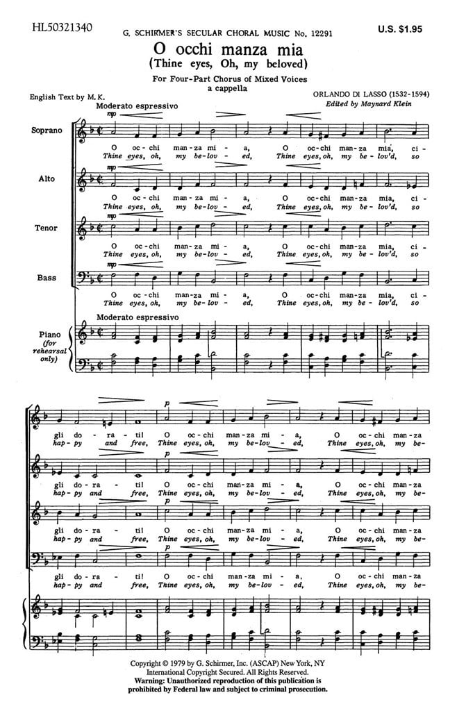 O Occhi Manza Mia (Thine Eyesoh,My Beloved)